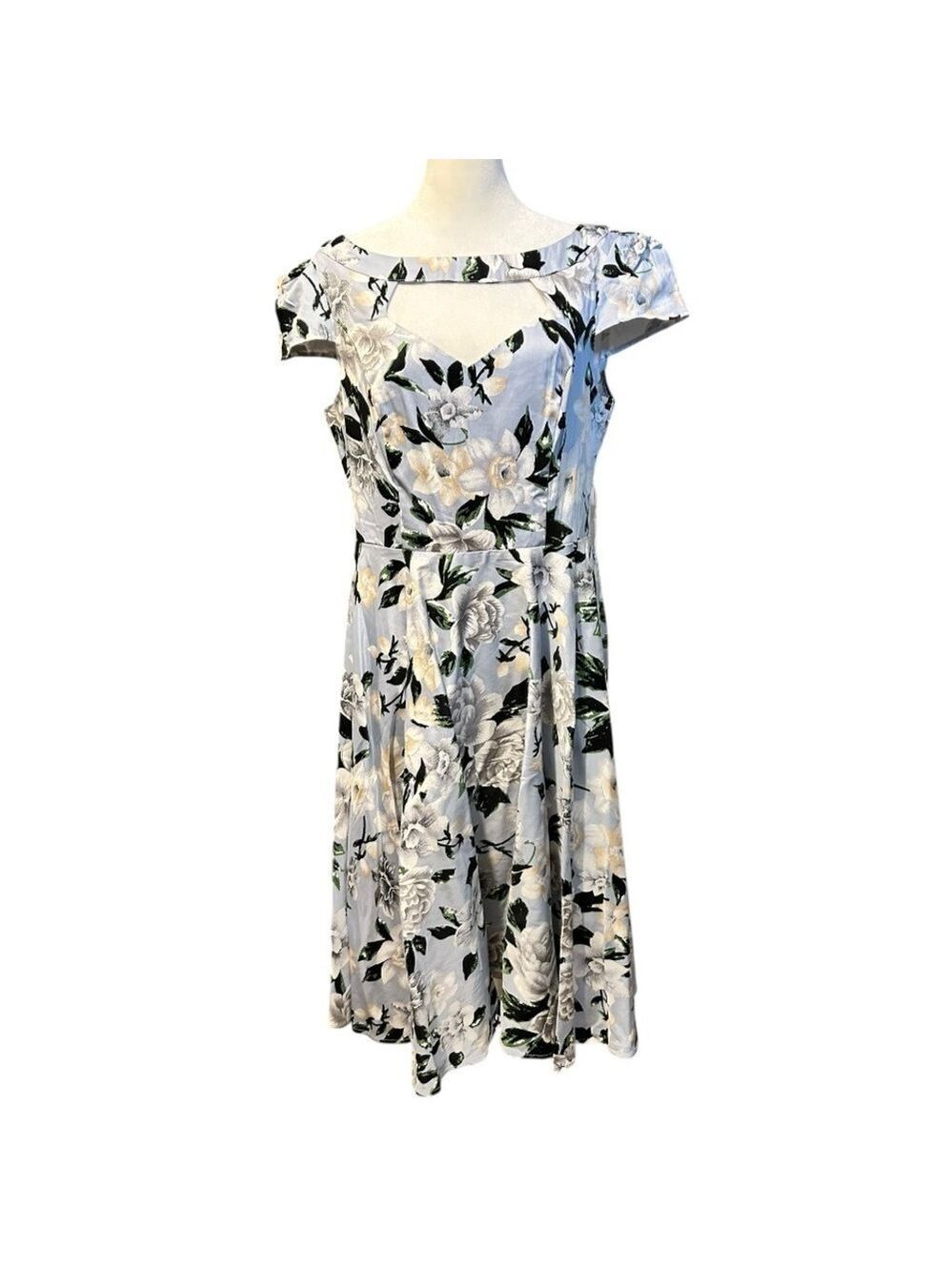 BELLE POGUE Retro Full Skirt Floral Dress Cut Out Neckline New withTags Size XL